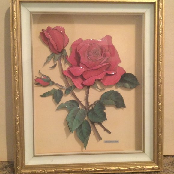 Crimson Glory 3D art red roses beautiful frame 31cm x 26cm - Picture 1 of 6